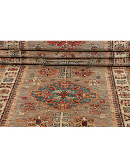Rug Kazak Fine Pakistan 83x298 Grey Green Brick