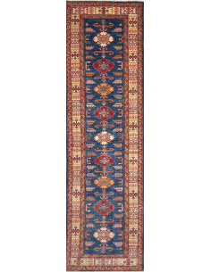 Tappeto Kazak Fine Pakistan 79x291 Blu Scuro Ro