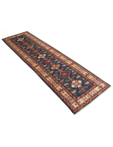 Tappeto Kazak Fine Pakistan 79x291 Blu Scuro Ro
