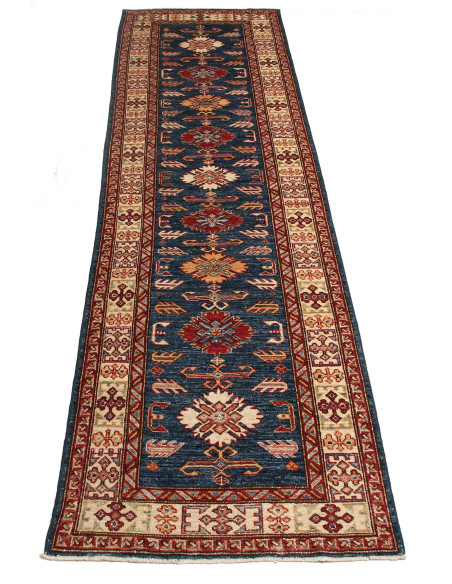 Tappeto Kazak Fine Pakistan 79x291 Blu Scuro Ro