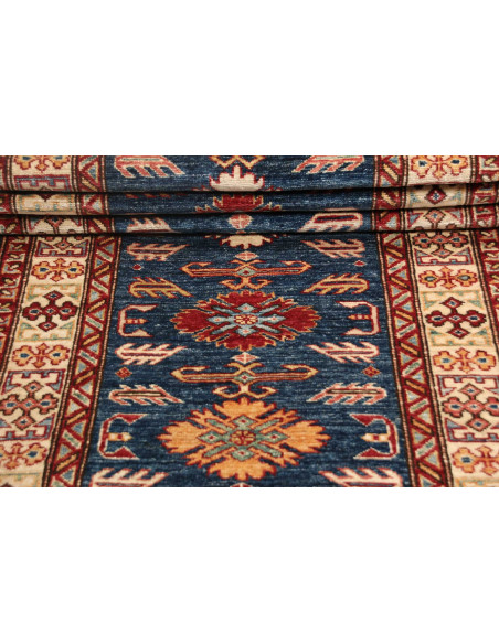 Tappeto Kazak Fine Pakistan 79x291 Blu Scuro Ro