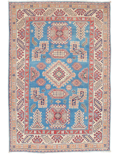 Tappeto Kazak Afghanistan 125x182 Blu Cielo Ros