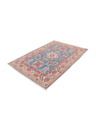 Tappeto Kazak Afghanistan 125x182 Blu Cielo Ros