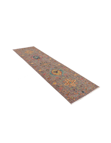 Tappeto Tribal Pakistan 80x260 Grigio Arancio G