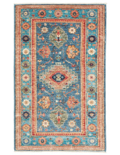 Rug Kazak Fine Pakistan 80x130 Teal Blue Terrac