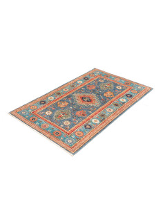 Rug Kazak Fine Pakistan 80x130 Teal Blue Terrac 2