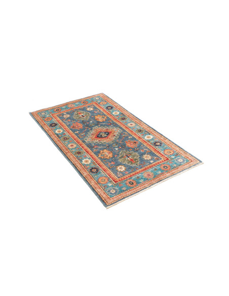 Rug Kazak Fine Pakistan 80x130 Teal Blue Terrac