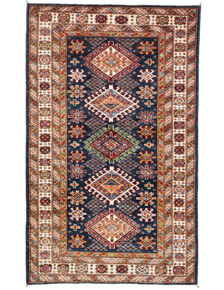 Tappeto Kazak Fine Pakistan 92x150 Blu Scuro Ro