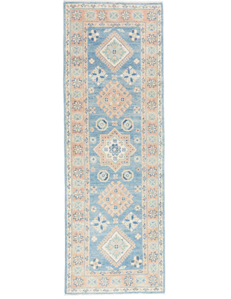 Tappeto Kazak Afghanistan 61x177 Blu Denim Pesc
