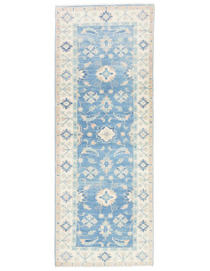 Tappeto Kazak Afghanistan 65x171 Blu Avio Crema
