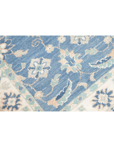 Tappeto Kazak Afghanistan 65x171 Blu Avio Crema
