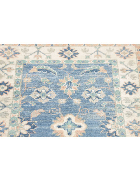 Tappeto Kazak Afghanistan 65x171 Blu Avio Crema
