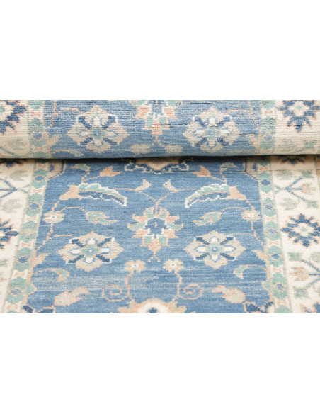 Tappeto Kazak Afghanistan 65x171 Blu Avio Crema