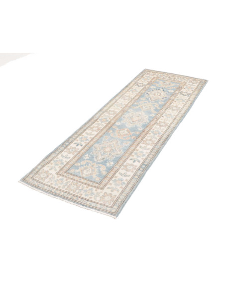 Tappeto Kazak Afghanistan 65x202 Azzurro Crema