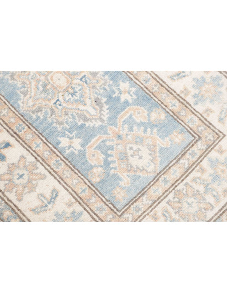 Tappeto Kazak Afghanistan 65x202 Azzurro Crema