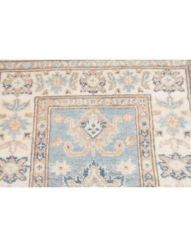 Tappeto Kazak Afghanistan 65x202 Azzurro Crema