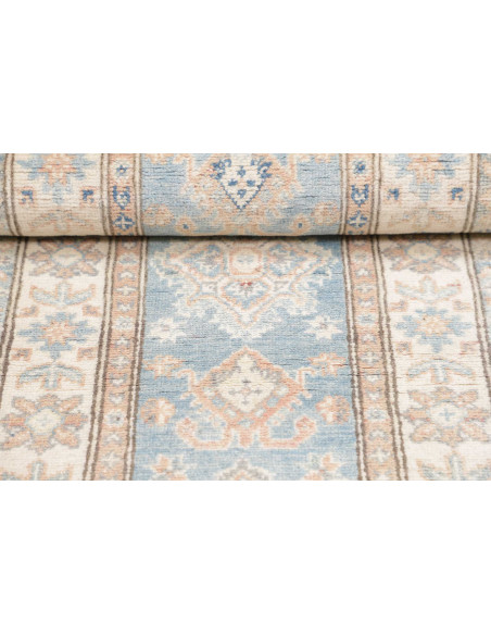 Tappeto Kazak Afghanistan 65x202 Azzurro Crema