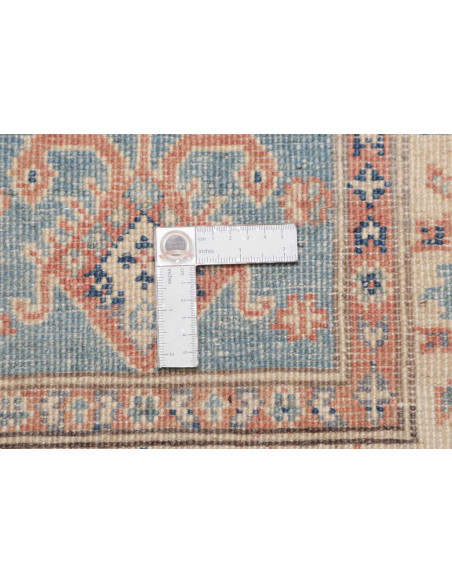 Tappeto Kazak Afghanistan 65x202 Azzurro Crema