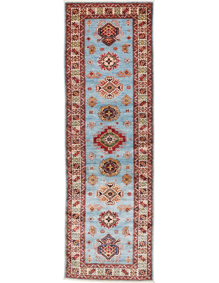 Tappeto Kazak Fine Pakistan 85x263 Azzurro Ciel