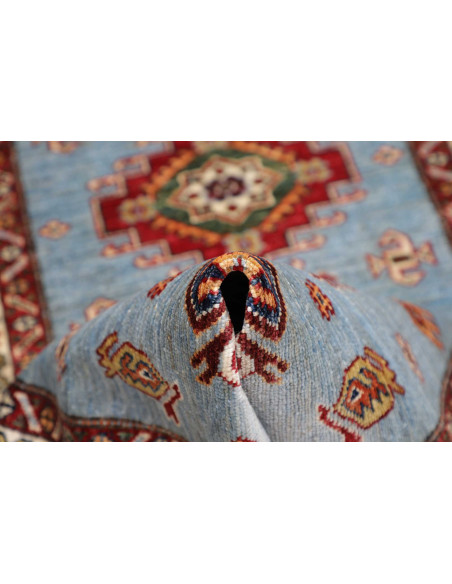 Tappeto Kazak Fine Pakistan 85x263 Azzurro Ciel