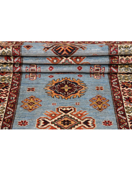 Tappeto Kazak Fine Pakistan 86x261 Azzurro Ciel