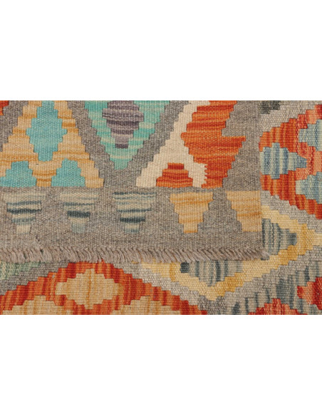 Rug Kilim Afghanistan 75x240 Grey Orange Blue Y