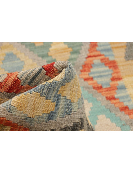Rug Kilim Afghanistan 75x240 Grey Orange Blue Y