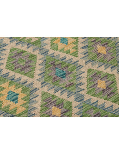 Tappeto Kilim Afghanistan 91x245 Crema Verde Ac