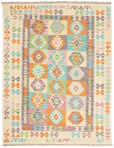 Rug Kilim Afghanistan 151x193 Cream White Turqu