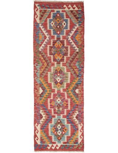 Tappeto Kilim Afghanistan 80x244 Rosso Mattone