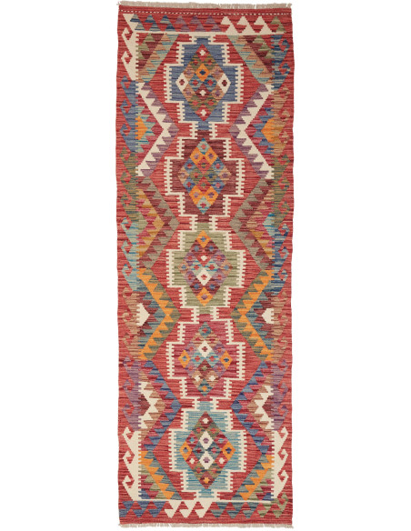 Tappeto Kilim Afghanistan 80x244 Rosso Mattone