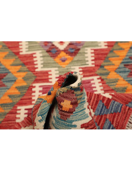Tappeto Kilim Afghanistan 80x244 Rosso Mattone