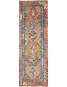 Tappeto Kilim Afghanistan 82x246 Blu Rosso Aran