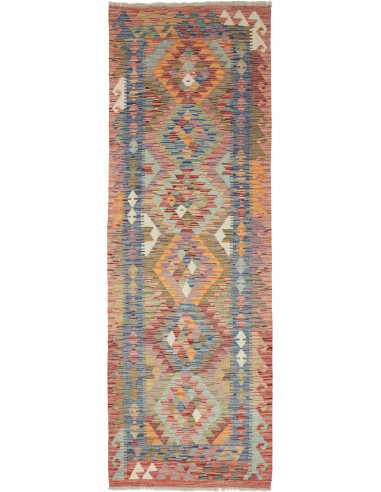 Tappeto Kilim Afghanistan 82x246 Blu Rosso Aran