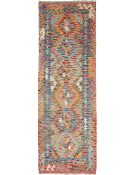 Tappeto Kilim Afghanistan 82x246 Blu Rosso Aran