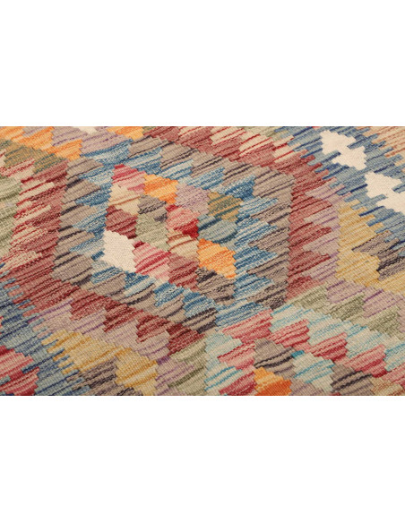 Tappeto Kilim Afghanistan 82x246 Blu Rosso Aran