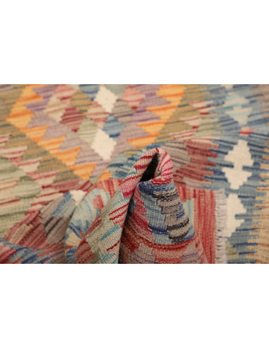 Tappeto Kilim Afghanistan 82x246 Blu Rosso Aran