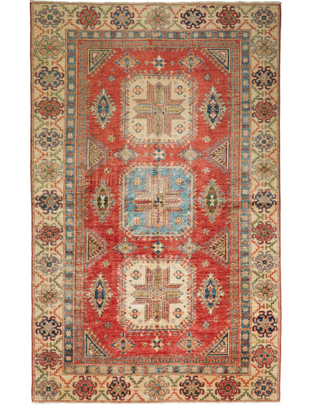 Tappeto Kazak Fine Pakistan 155x246 Rosso Terra