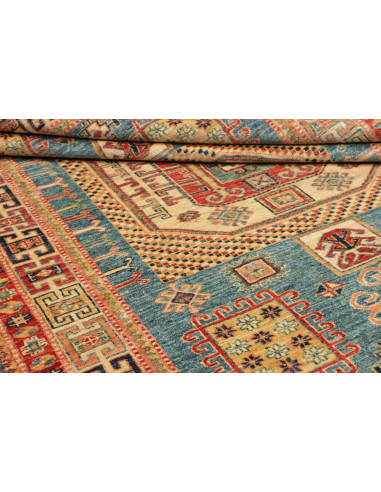 Rug Kazak Fine Pakistan 143x195 Teal Cream Red
