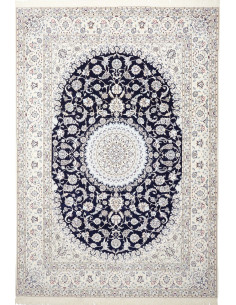 Tappeto Nain 6la Persia 214x305 Blu Notte Crema