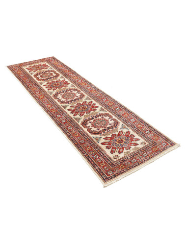 Tappeto Kazak Fine Pakistan 78x267 Crema Rosso