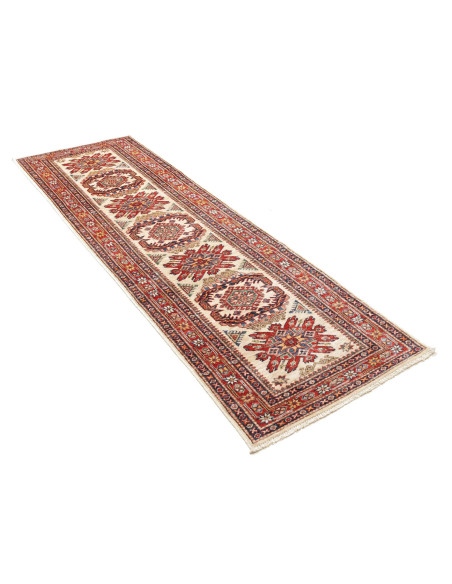 Tappeto Kazak Fine Pakistan 78x267 Crema Rosso
