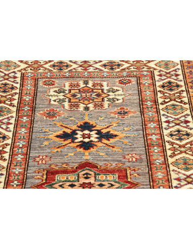 Rug Kazak Fine Pakistan 83x291 Grey Blue Red Cr