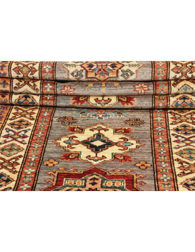 Rug Kazak Fine Pakistan 83x291 Grey Blue Red Cr