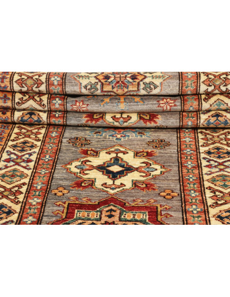 Rug Kazak Fine Pakistan 83x291 Grey Blue Red Cr
