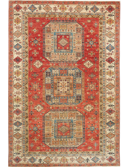 Tappeto Kazak Fine Pakistan 200x300 Rosso Terra
