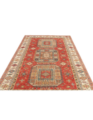 Tappeto Kazak Fine Pakistan 200x300 Rosso Terra