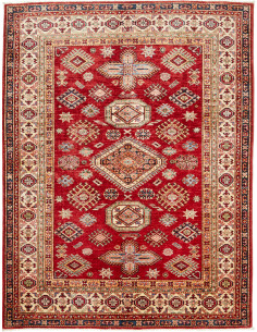 Rug Kazak Fine Pakistan 145x190 Ruby Red Cream