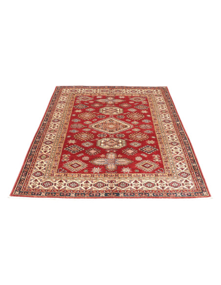 Rug Kazak Fine Pakistan 145x190 Ruby Red Cream