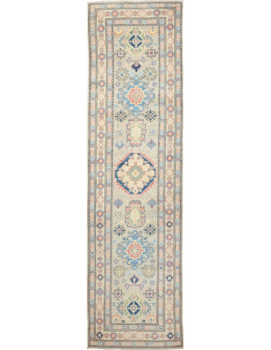 Tappeto Kazak Afghanistan 81x309 Beige Blu Cora